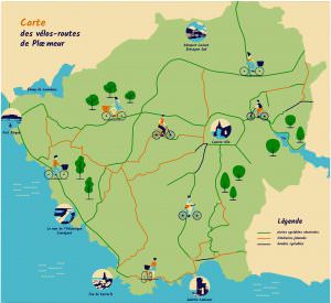 Carte des vélos-routes de Ploemeur