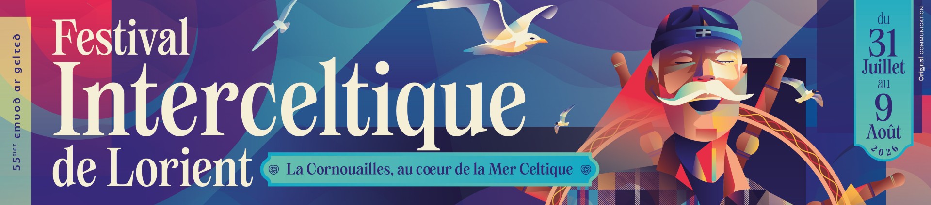 Affiche du Festival Interceltique de Lorient 2025, année de nos cousins d'Amérique (Morbihan)