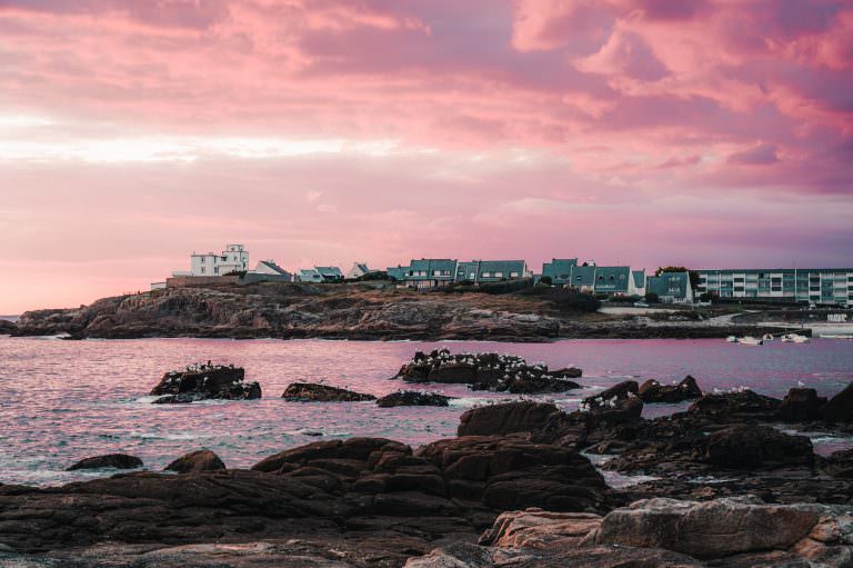 Coucher de soleil sur Le Courégant à Plœmeur (Morbihan)