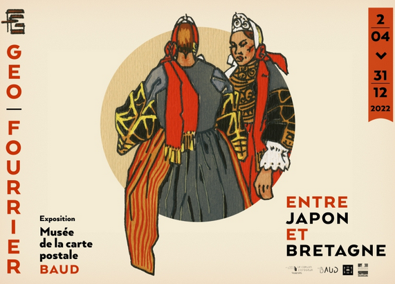 Affiche de l'exposition "Geo-Fourrier, entre Japon et Bretagne" au Musée de la carte postale à Baud (Morbihan)