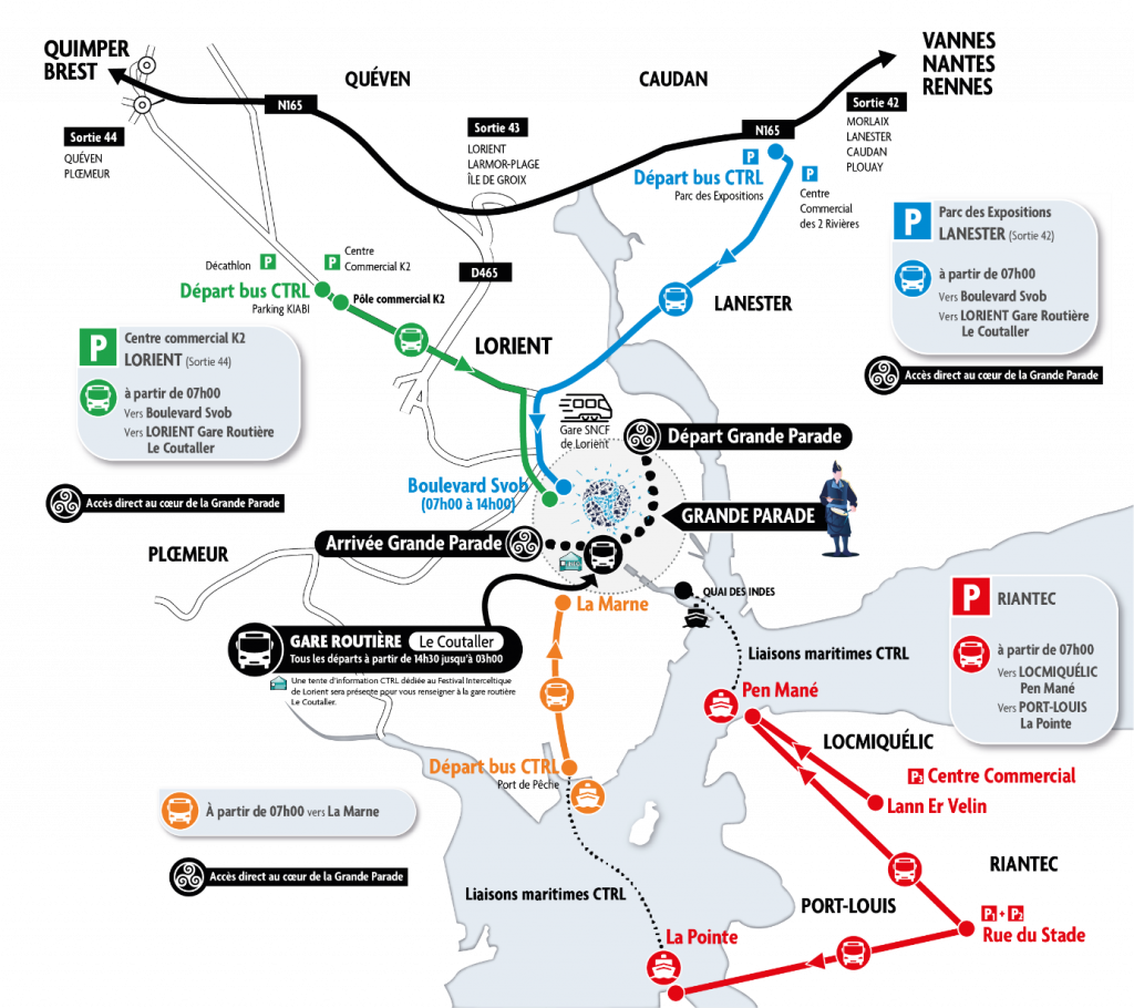 Dispositif de transports en commun par la CTRL pendant le Festival Interceltique de Lorient 2022