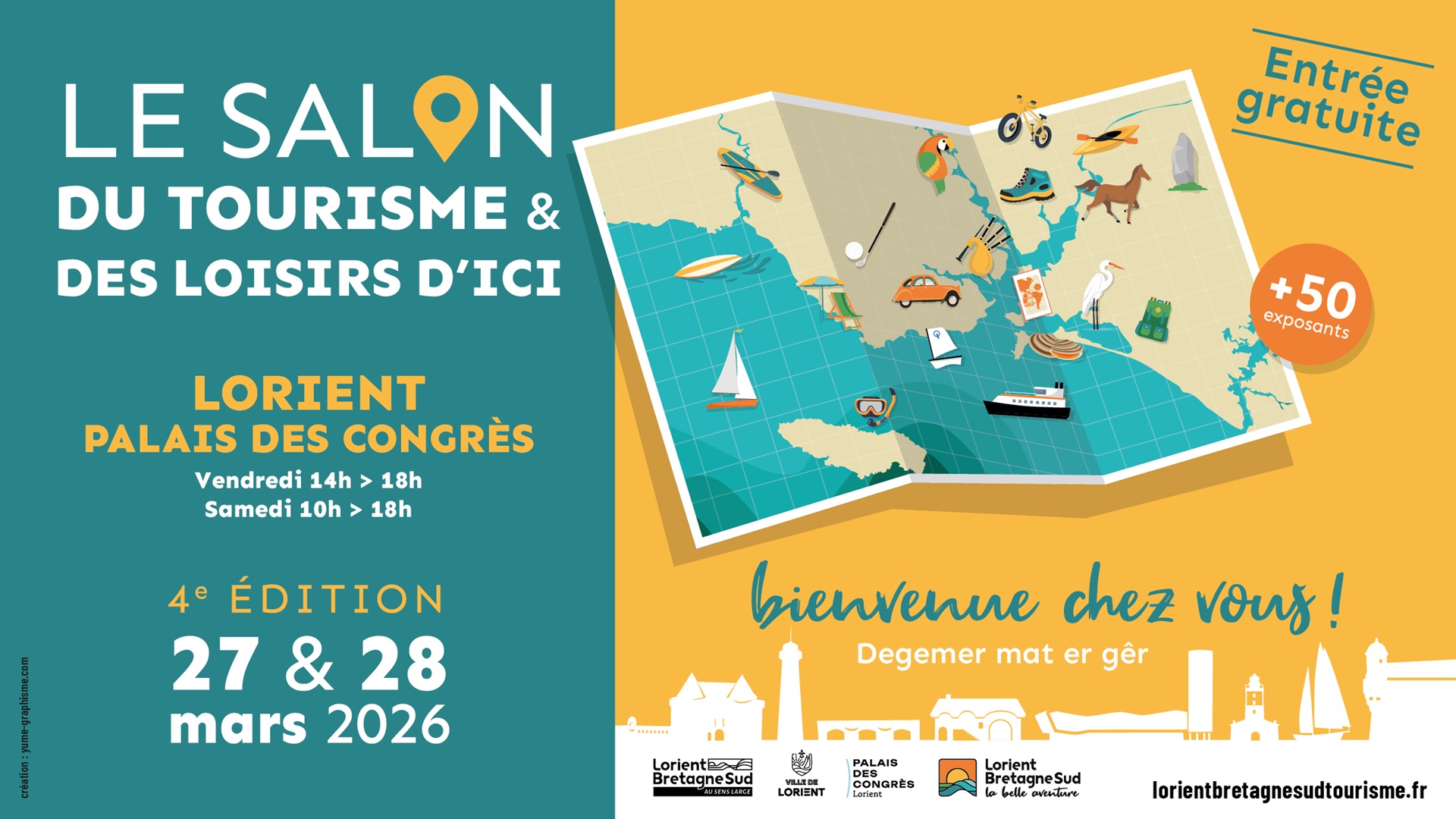 Bienvenue chez vous - Événement salon local du tourisme à Lorient (Morbihan), découverte des activités et loisirs près de chez soi - ©Yume Graphisme - LBST Bienvenue chez vous - Événement salon local du tourisme à Lorient (Morbihan), découverte des activités et loisirs près de chez soi