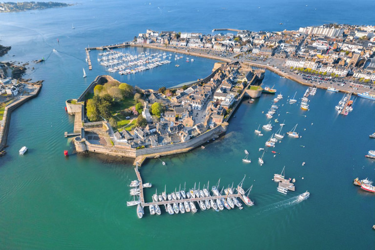 Vue aérienne de la Ville Close de Concarneau (Finistère, Bretagne Sud)