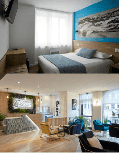 Chambres et communs de l'Hôtel Les Océanes** à Lorient (Morbihan)