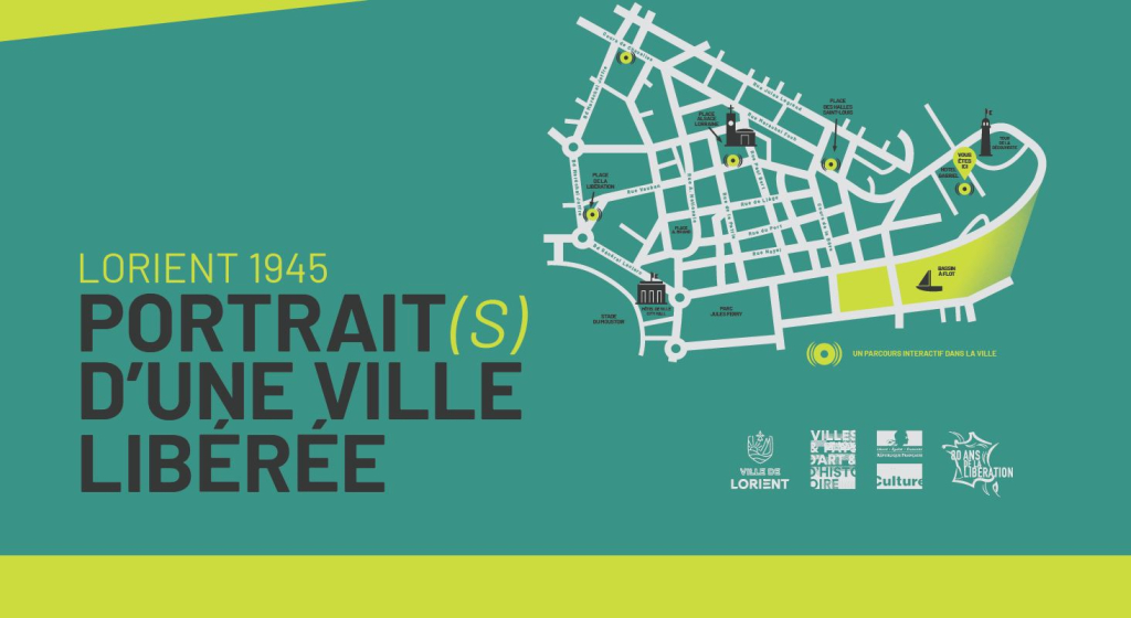 Plan du parcours dans le centre-ville de Lorient "Lorient 1945 - Portraits d'une ville libérée" (Morbihan)