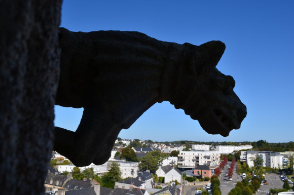 Gargouille sur la Basilique Notre Dame du Paradis avec vue sur la ville