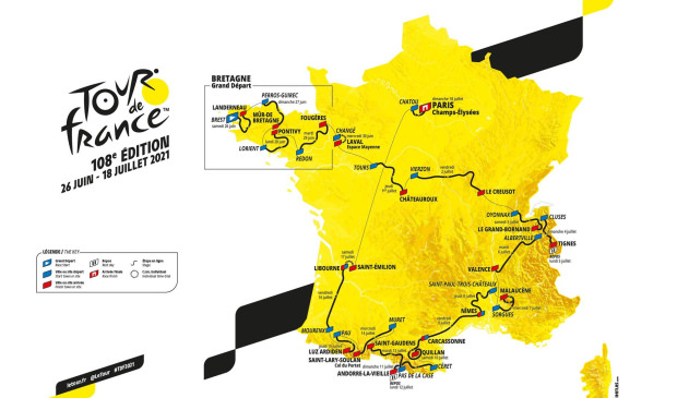 Carte - Parcours du Tour de France 2021