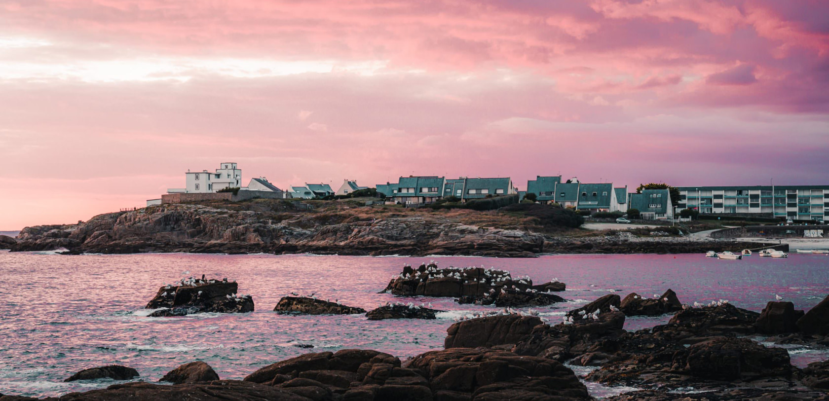 Coucher de soleil sur Le Courégant à Plœmeur (Morbihan)