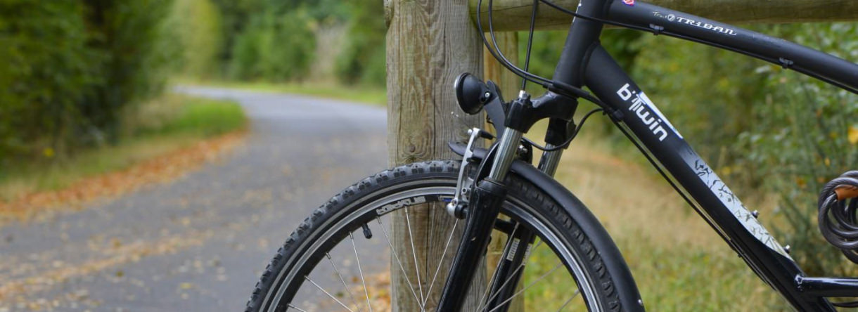 Un vélo le long du halage du Blavet à Hennebont.