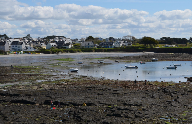 Pêche à pied sur la plage de Locmaria à l'île de Groix (Morbihan)