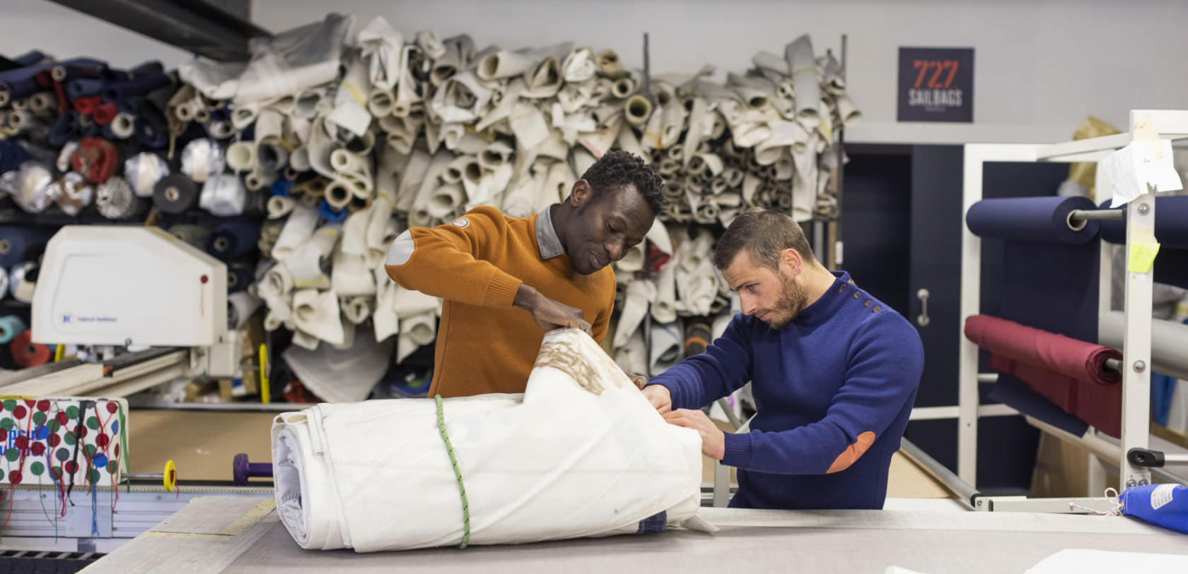 Atelier de production de 727 Sailbags à Lorient La Base (Morbihan)