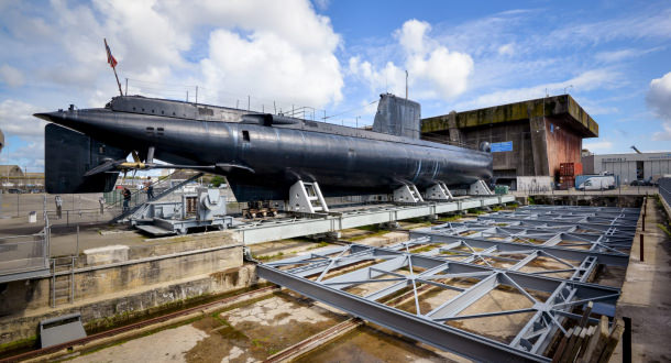 Sous-marin Flore S645 à Lorient La Base (Morbihan)