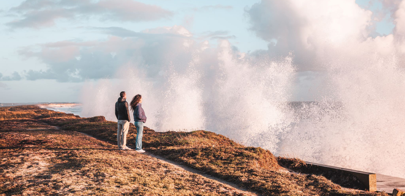 Vagues pendant les grandes marées sur la Grande Plage de Gâvres (Morbihan)