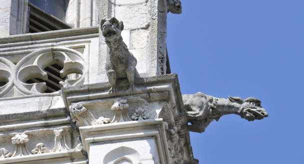 Détail de l'église Notre-Dame de Bonne Nouvelle dans le quartier de Kerentrech à Lorient (Morbihan)