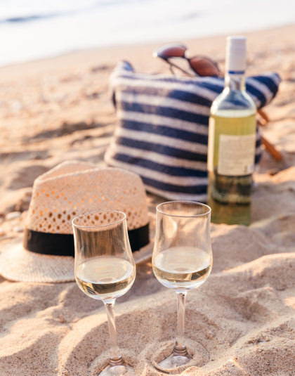 Dégustation de vin sur la plage